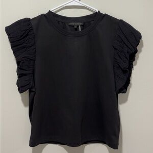 Free the Roses Black Ruffle Sleeve Blouse